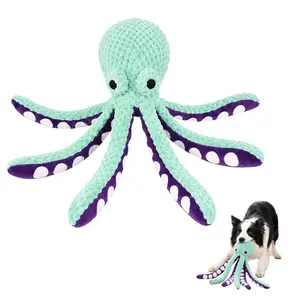 Octopus Shaped Pet Plush Toy, Tear Resistant Interactive Squeaky Octopus Toy, Mental Enrichment Boredom Relief Entertainment Chew Supplies for Puppies, Kittens, Small Medium Large Dogs