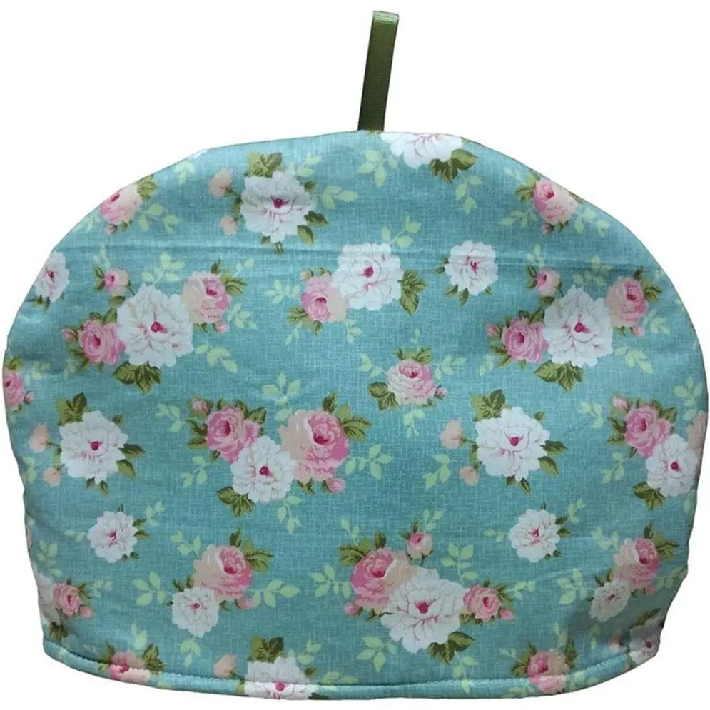 Vintage Floral Printed Insulated Teapot Cover Tea Pot Décor Cozy Kitchen Kettle Dust Cover, Green