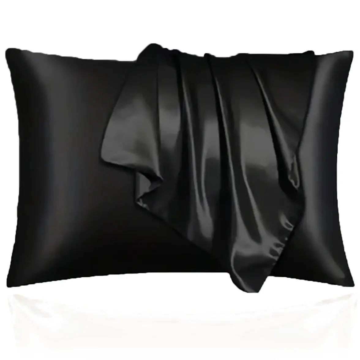 2/4-Pack Black Luxury Imitation Real Silk Satin Pillowcases, Mulberry Silk Feel, Cooling Silky Smooth Covers with Envelope Closure, Nourish Hair & Skin, Suitable for Bedroom Hotel & Gift Giving for Men and Women (No Pillow Core)