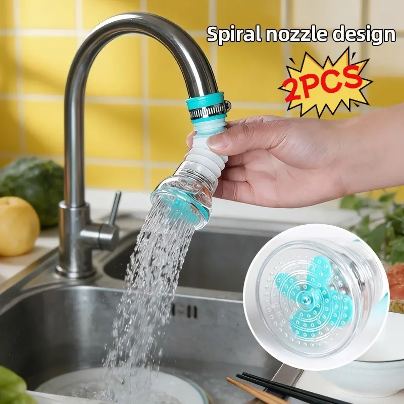 2pcs Adjustable Rotating Faucet Adapter, 360° Flexible Rotation, Kitchen Bathroom Universal Faucet Converter, Tool-Free Installation, Durable Plastic