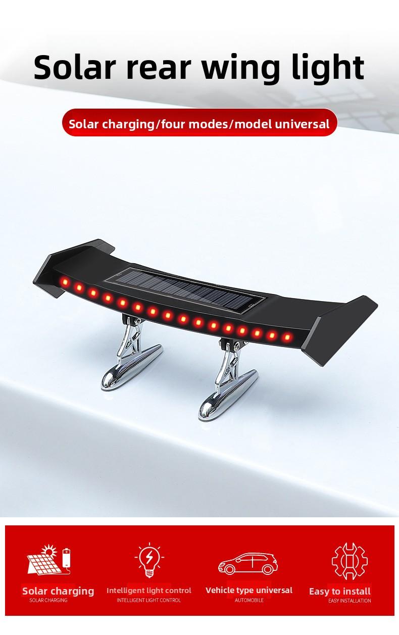 Solar LED Roof Light, Flowing Glow Tail Wing Warning Light for Car SUV Truck, No Wiring Easy Install, Night Driving Safety Beacon, Universal Fit Anti-Collision Accessory, IP67 Waterproof