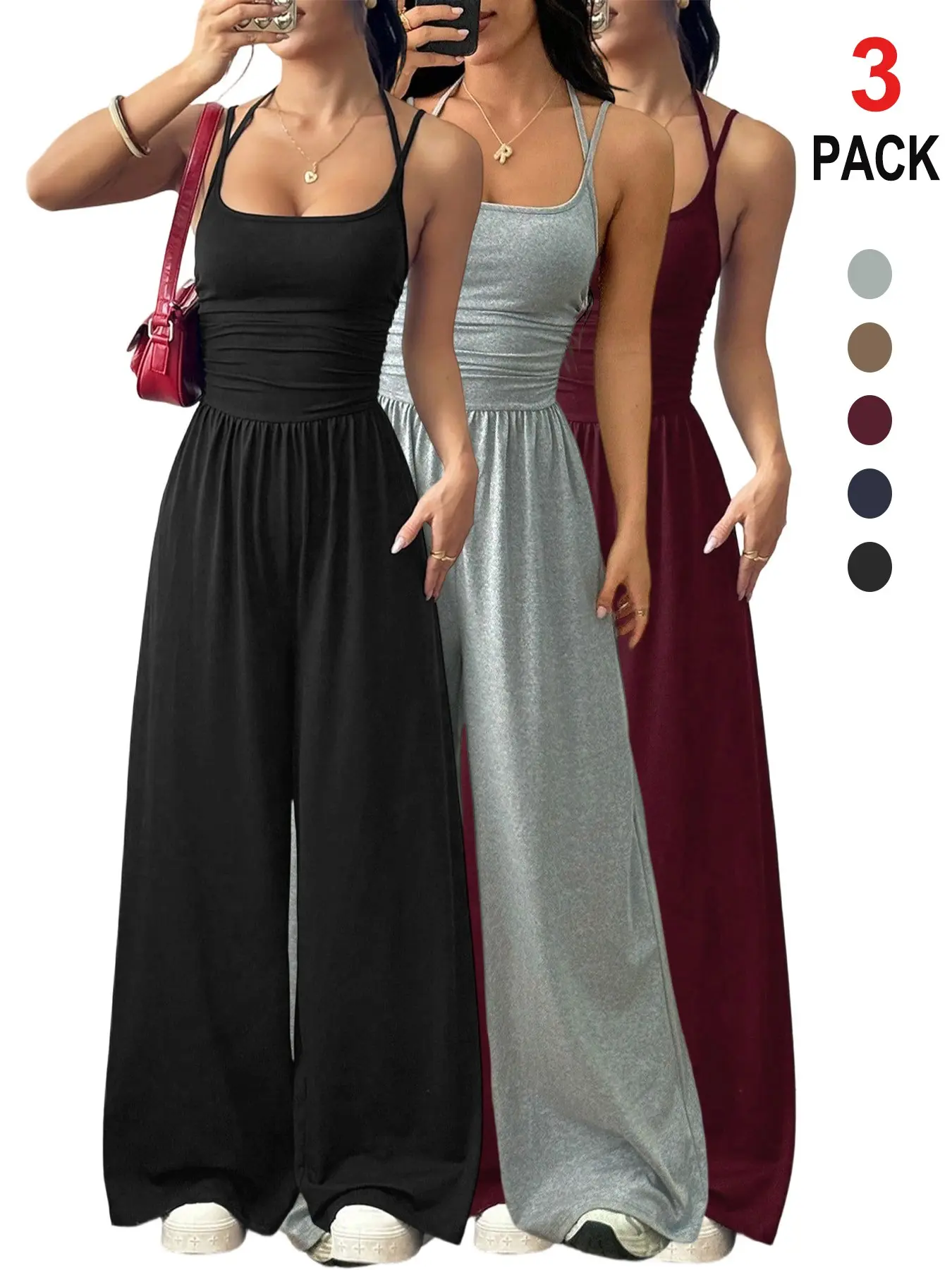2026 Women's Sexy Backless Jumpsuit, Spaghetti Strap, Smocked Bodice, Elegant One-Piece Romper, Perfect for Parties & Events
