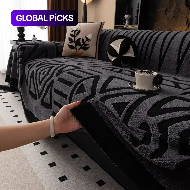 Geometric Pattern Sofa Cover, 1 Count Soft Dustproof Slipcover For Sofa, Soft Sofa Protector to Protect Couches in Living Room & Office, Couch Covers, Home Decor