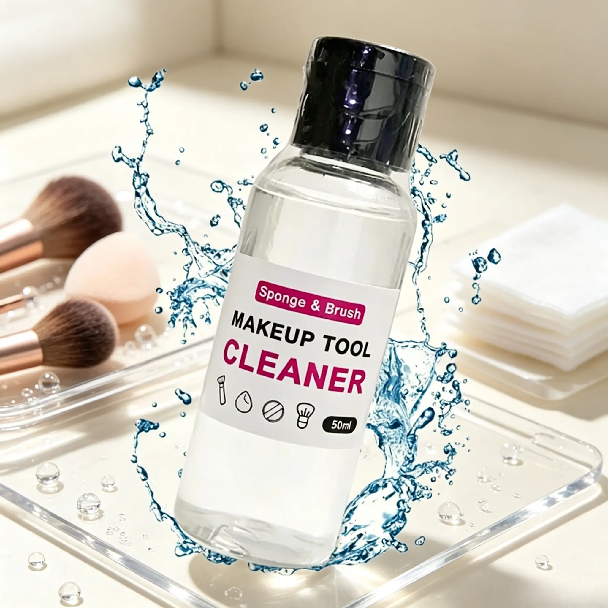 Portable makeup brush cleanser, available in 1pc or 2pcs pack. Dissolves grease and makeup buildup to reduce bacteria. Easy cleaning without long soaking, practical for washing brushes and beauty sponges at home or on travel.