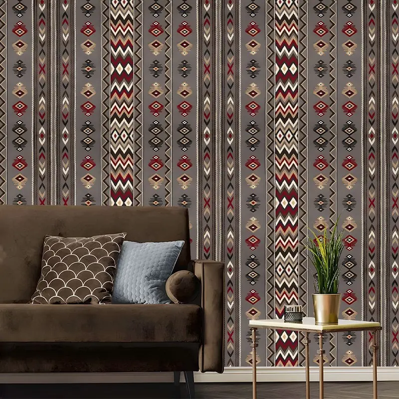 Geometric Aztec Peel And Stick Wallpaper Tribal Print Stain Resistant Easy To Clean Self Adhesive Removable No Residue Reusable Durable Home Decoration Suitable For Bedroom Living Room Cabinet All Indoor Decor Surfaces