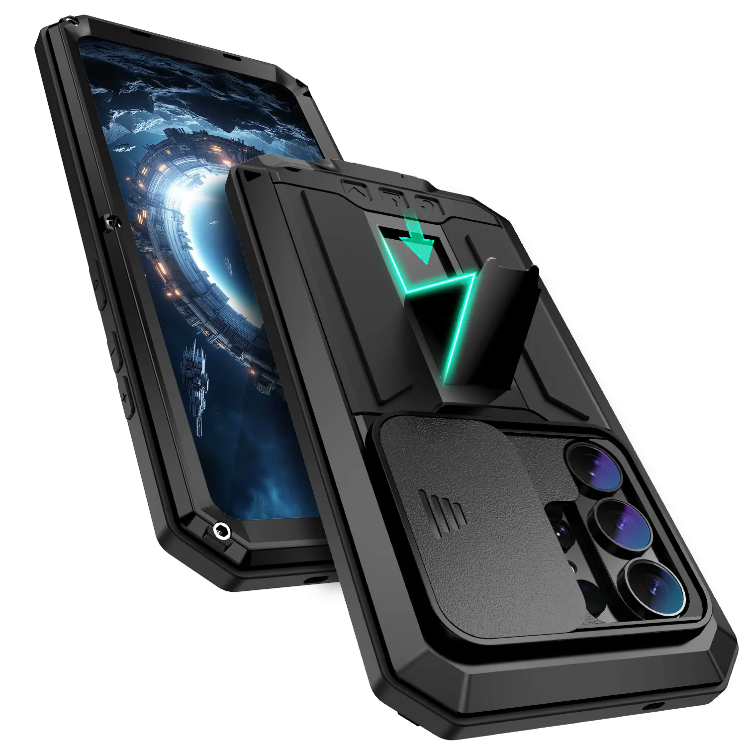 Lens Push Shockproof Armor Metal Aluminum Case for Samsung Galaxy S26 S25 S24 S23 S22 S21 Ultra S26 Plus S26 5G Full Protective Cover for Galaxy S25 edge S25 FE Bumper Kickstand Durable TPU Protector Anti-fall Cover