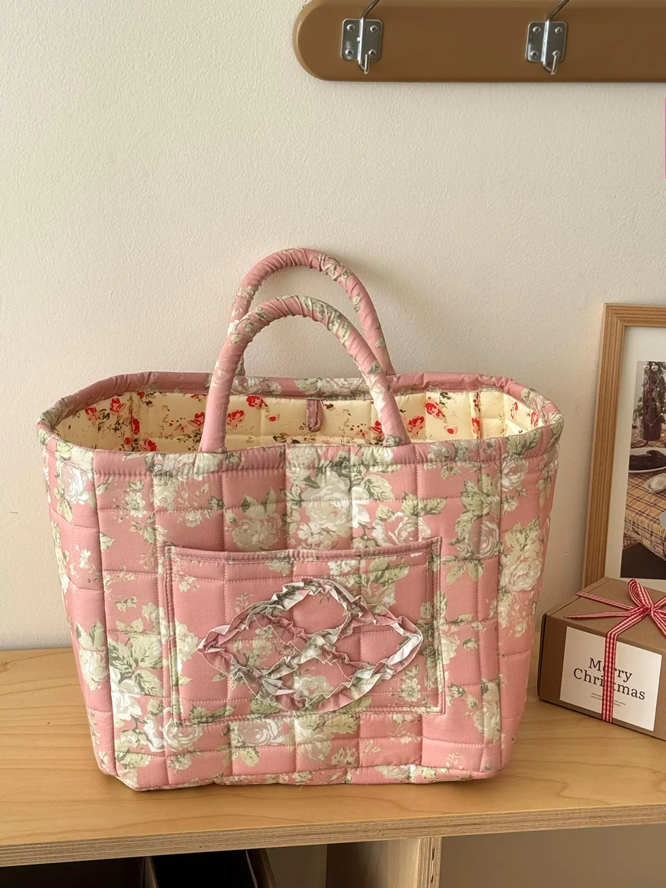 Floral Pattern Storage Basket, Portable Lingerie & Small Essentials Basket, Home Organizer for Bathroom Bedroom Office, Multipurpose Organizing Baskets, Storage Organiser