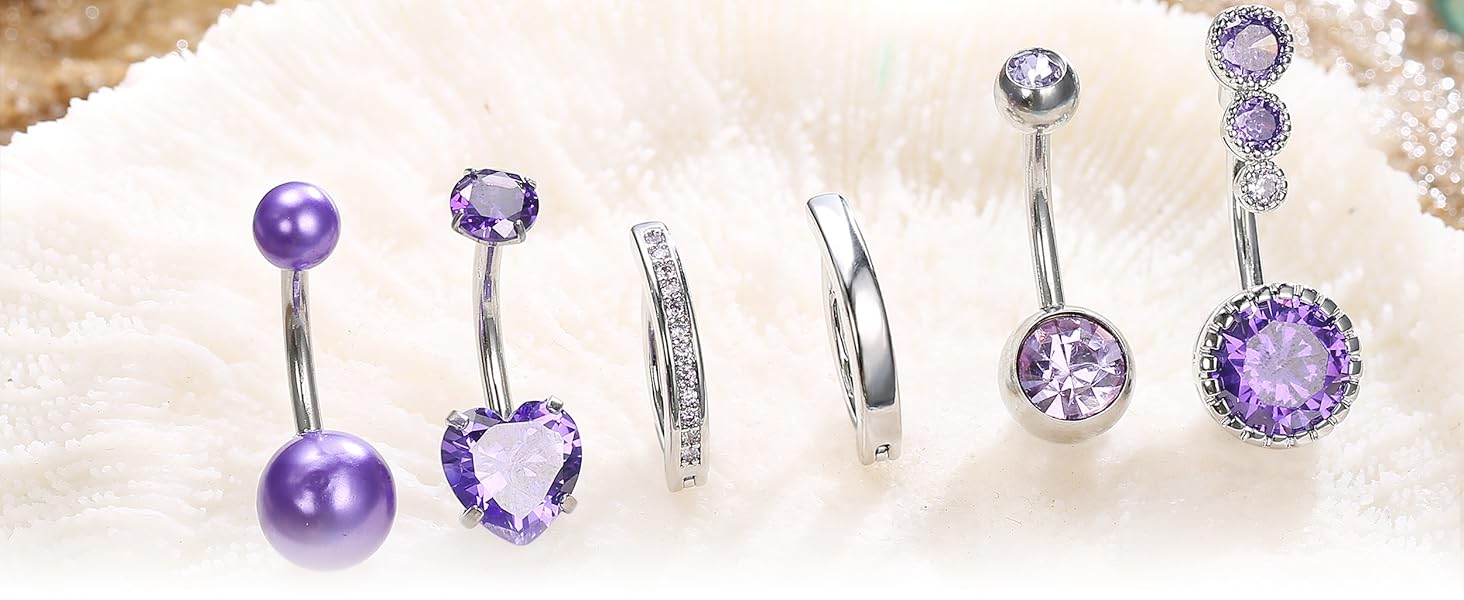 LOLIAS Silver/Gold Plated Belly Button Rings Surgical Stainless Steel Belly Rings CZ Clicker Belly Button Piercings for Women Navel Piercings Pack,Silver/Gold