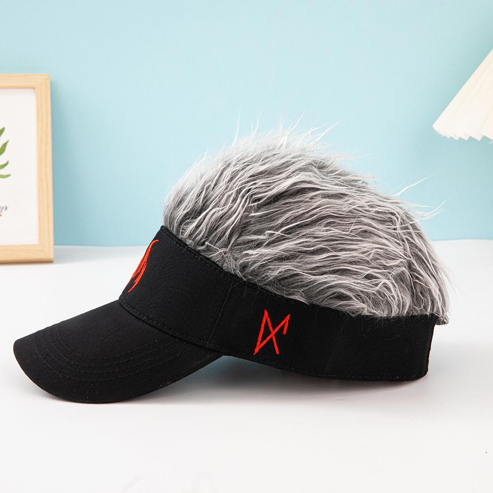 2026 New Fake Hair Baseball Cap for Men Women Embroidered Flame Trucker Hat