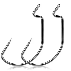 100pcs Offset Worm Hook EWG Fishing Hooks Texas Rig For Soft Plastics Bait Bass Trout