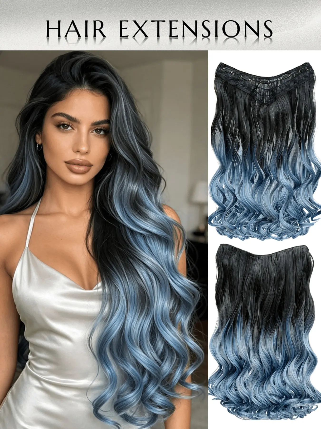 hair ectension clips extensions Women's U-Clip Hair Extension, 22 Inches Long Natural Wave Synthetic Hair, Perfect for Vacation and Valentine's Day
