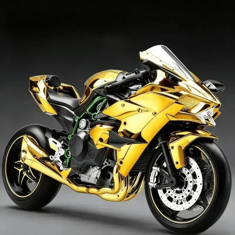 Large Scale Alloy Motorcycle Model, Startable Smoke Effect, Frame, Chassis, Punk Style, Collectible, Ultimate Dream for Enthusiasts