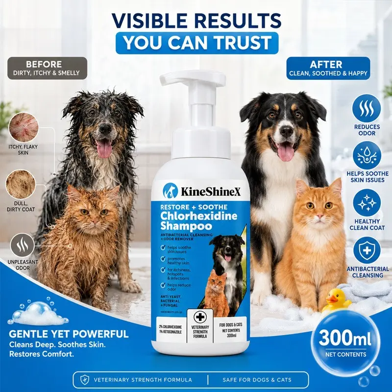 Kineshinex Dog Shampoo and Conditioner, Puppy Shampoo and Conditioner, Easy to Rinse, Gentle Cleansing, Softening Formula, Perfect for Dogs' Coat Care