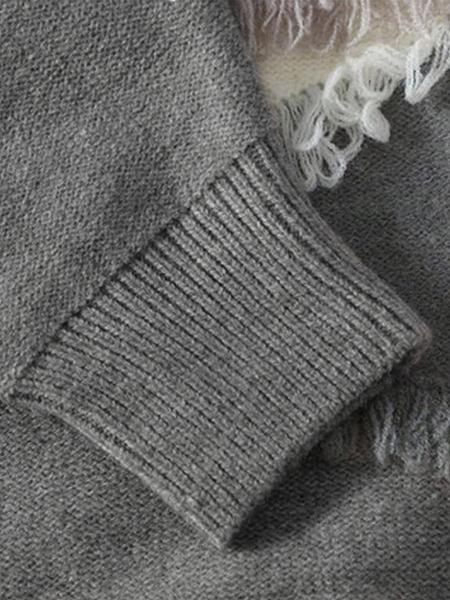 Men's Patchwork Color Block Pullover Sweater, Stylish Casual Crew neck Drop Shoulder Long Sleeve Knitted Top,Unisex Ripped Design Fashion Fall Winter Inside Top Soft Warm Sweatshirt Daily Life, Trendy Men's Outdoor Going Out Warm Jacket Knitwear