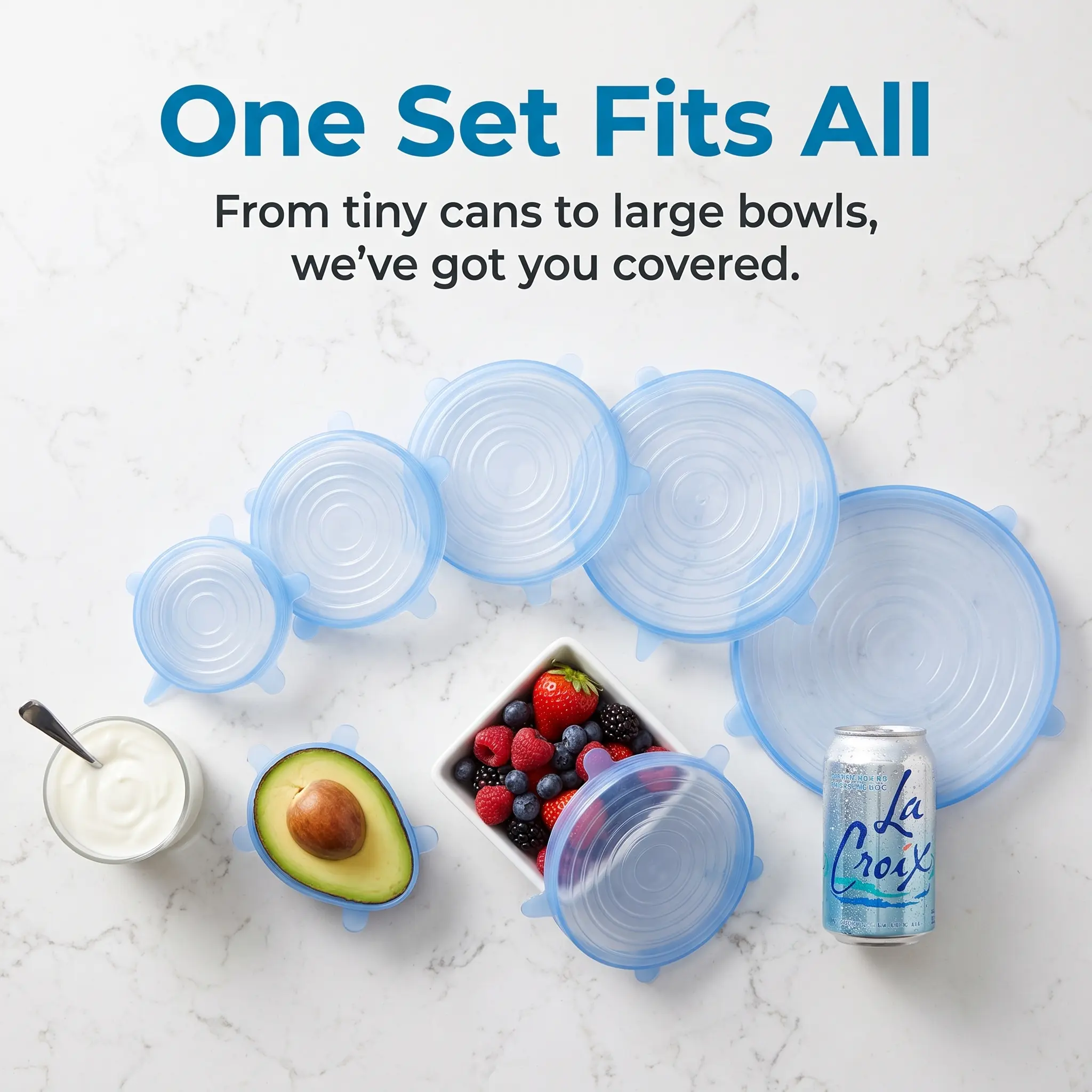 6PCS Silicone Stretch Lids Set, Universal Reusable Silicone Food Covers for Bowls & Containers, Flexible Leakproof Storage Lids, Kitchen Fresh Keeping Covers, Camping Essentials & Outdoor Gear