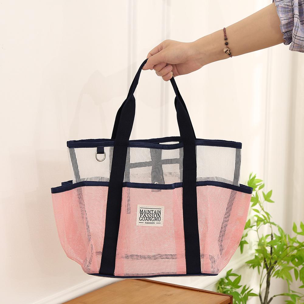 Summer new large-capacity storage bag, lightweight travel cosmetic storage bag, mesh beach quick-dry bag