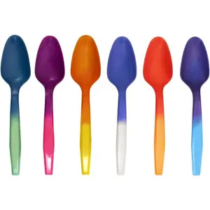 Color Changing Reusable Mood Spoon Set of 24 Assorted Colors BPA Free Reacts to cold food temperatures and changes color perfect for ice cream MADE IN USA