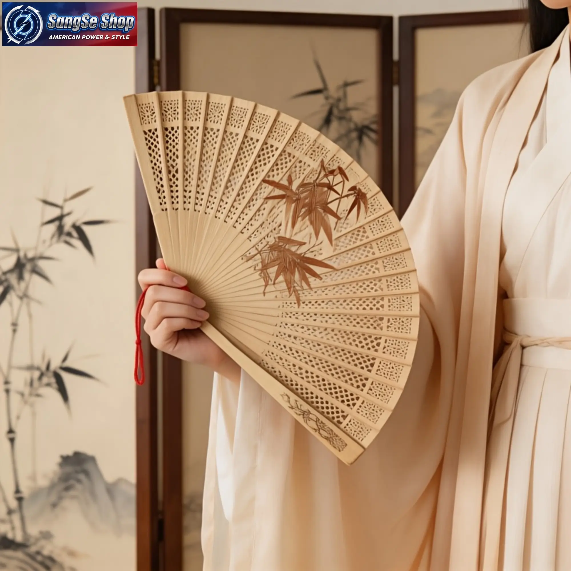 Women's Traditional Chinese Retro Carved Sandalwood Folding Fan - DIY Bag Accessory for Dances, Wall Decor, Portable Plastic Handheld Accessory, Portable Handheld Fan