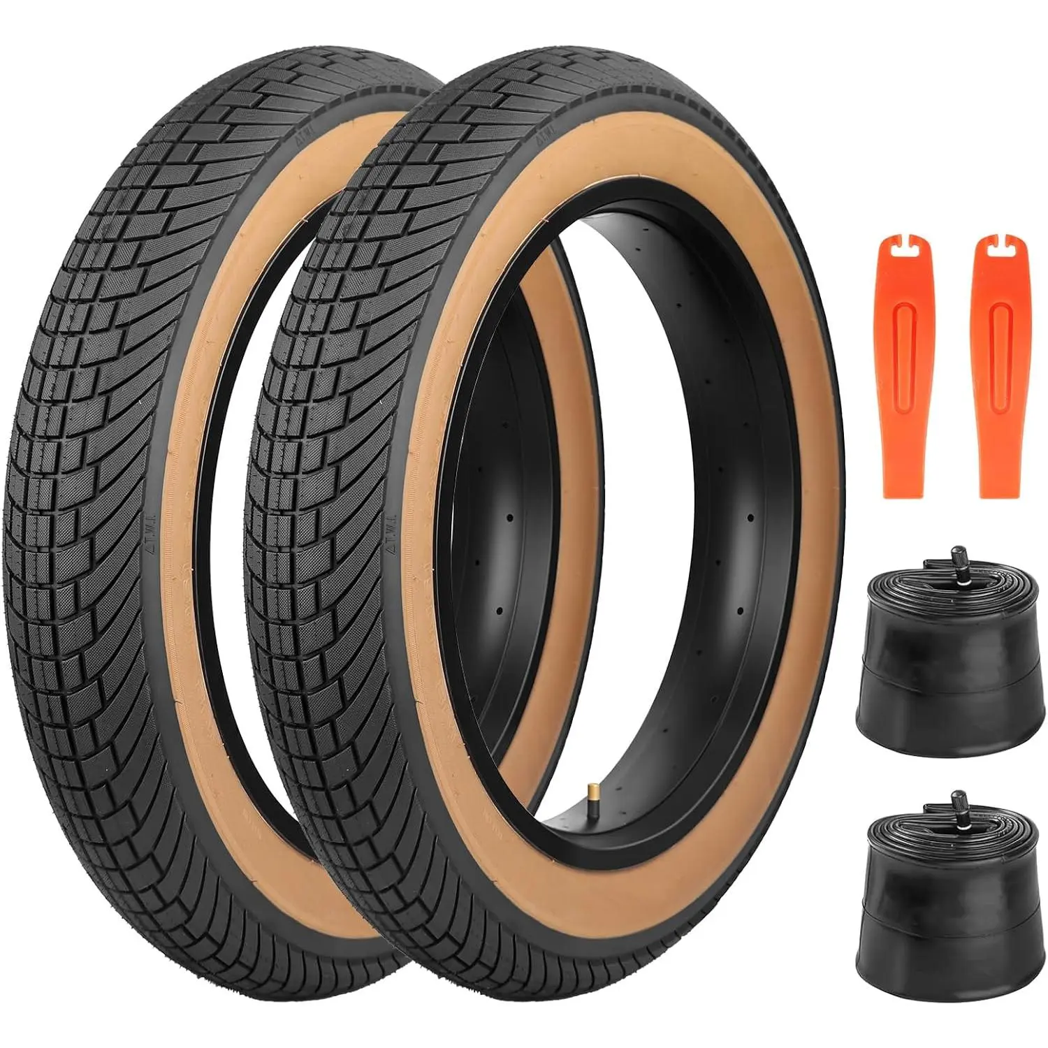 20x4.0 Fat Bike Tires 2-Pack with 3mm Puncture-Resistant Belt, All-Terrain Matched Pair with Shallow Blocks Tread and Superior Drainage for E-Bikes