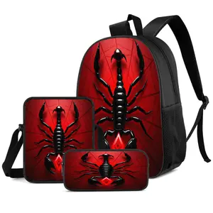 Three-piece backpack set, suitable for all occasions, includes a backpack, laptop bag, and accessory bag, with adjustable thickened shoulder straps and reinforced zippers, ideal for work, travel, and gaming - a stylish backpack for teens and young adults
