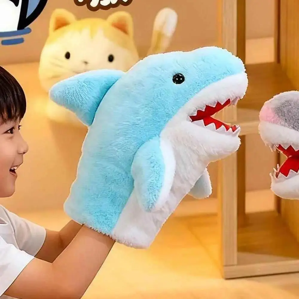 Children Gift 20cm Size Shark Hand Puppet Cute Open Mouth Stuffed Animal Simulated Shark Cartoon Interactive Educational