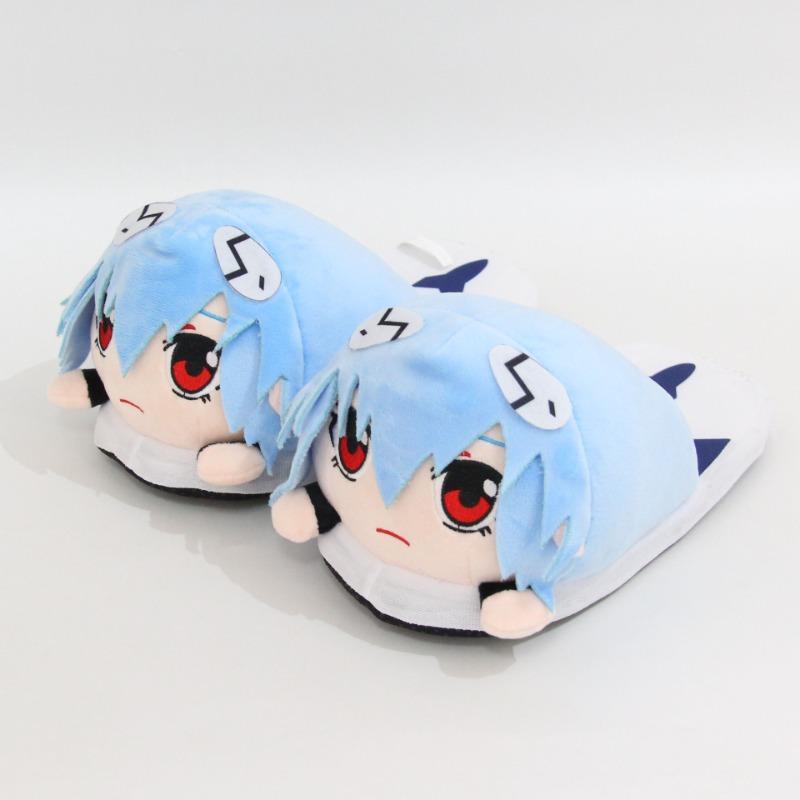 Neon Genesis Evangelion Home Slipper Cute Anime Ayanami Rei Plush Winter Warm Slippers Soft Cotton No-Slip Indoor Shoes Gift