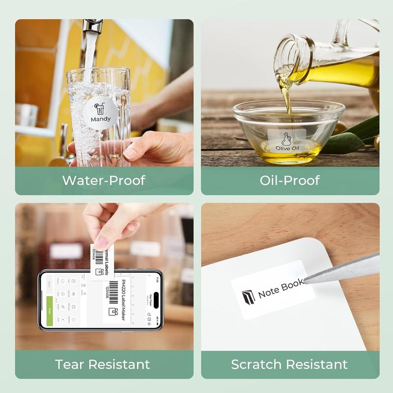 Thermal Labels for  PM220 Label Maker, 2 inch (50mm) Thermal Tab, , Multi-Purpose Label Tape, 1 Roll of 150 Self-Adhesive Thermal Paper Gradient