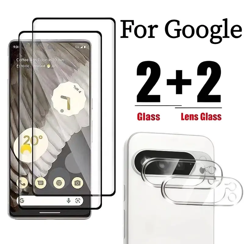 2+2 Pack Screen Protector for Google Pixel 6-11 Pro Xl, HD Tempered Glass, 9h Hardness, Dust-Free, Bubble-Free, Easy Install, Scratch-Resistant