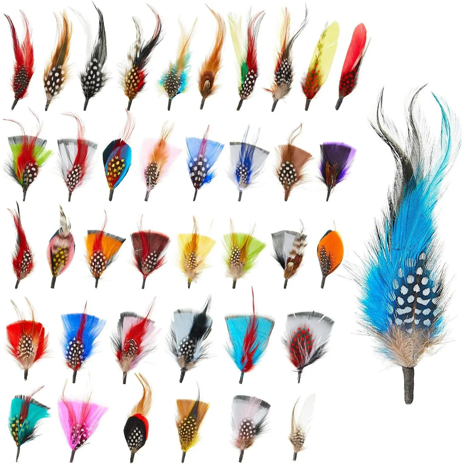 39 Pcs Assorted Real Colorful Hat Feathers for Hats, Ideal for DIY Craft and Wedding Decorations for Men Women, Approx. 8-11 cm