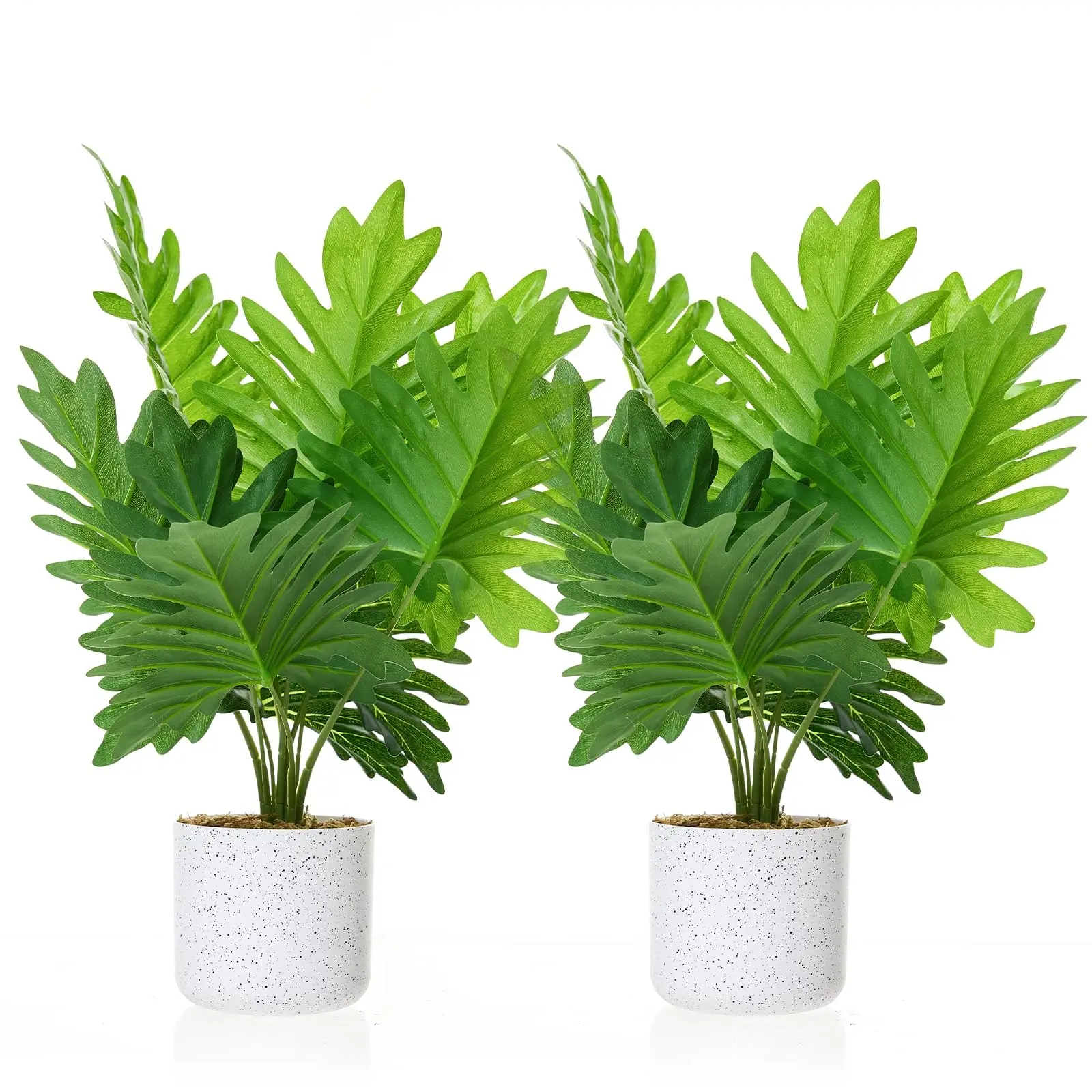 Garvee Artificial Philodendron 45cm - Set of 2 Realistic Green PEVA Stems, Perfect Decorative Plants for Living Room and Office