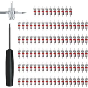 Tire Valve Core Kit, Include Valve Core Torque Tool and 4-Way Valve Core Tool,for Most Automotive, RV, ATV, Tire Valve core Remover and Replacement