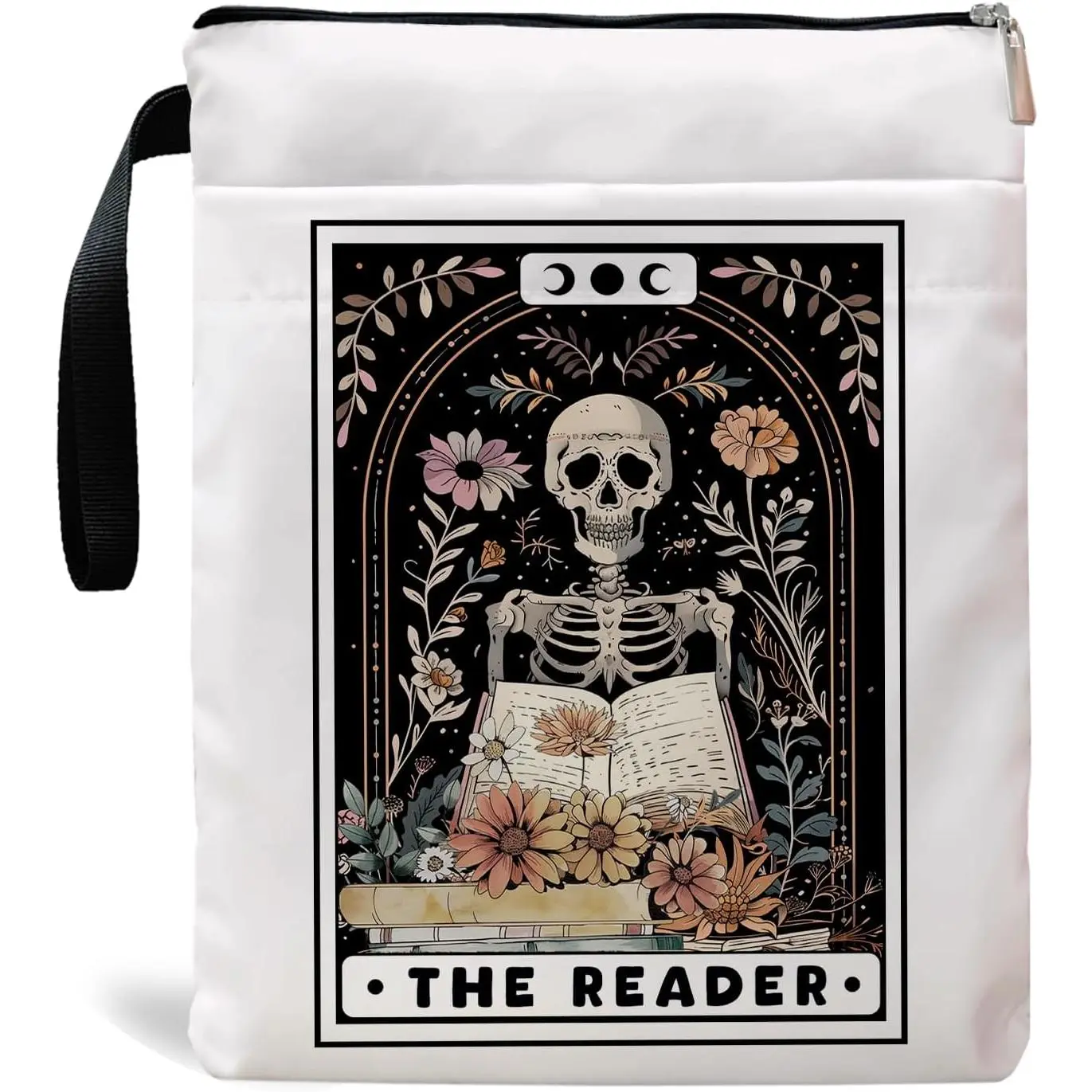 Book Sleeve with Zipper, Book Sleeve for Book Lovers, The Reader Tarot Card Book Sleeves, Book Pouch Kindle Protector, Gifts for Women Teacher Librarian Bookworm Bookish (White-B, Large)