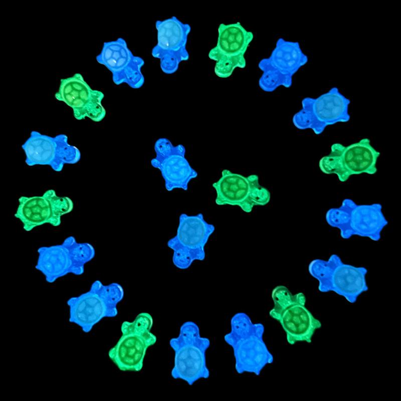 100Pcs Night Glow Miniature Figurines Fairy Garden Decoration Cartoon 3D Luminous Turtle DIY Dopamine Colored Mini Resin Animals