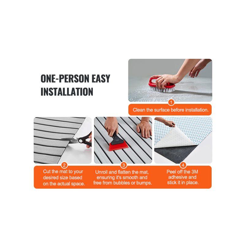 VEVOR Boat Flooring, EVA Foam Boat Decking 94.5x 45.7, Non-Slip Self-Adhesive Flooring, 29.9 sq. ft Marine Carpet for Boats, Yacht, Pontoon, Kayak Decking