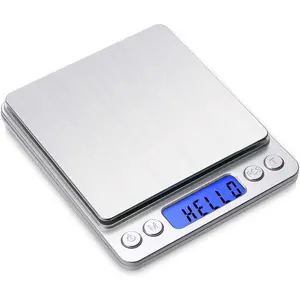 Digital Gram Scale 500g 0.01g Food Scale High Precision Kitchen Scale Multifunctional Stainless Steel Pocket Scale with Back-Lit LCD Display Tare PCS Features Silver