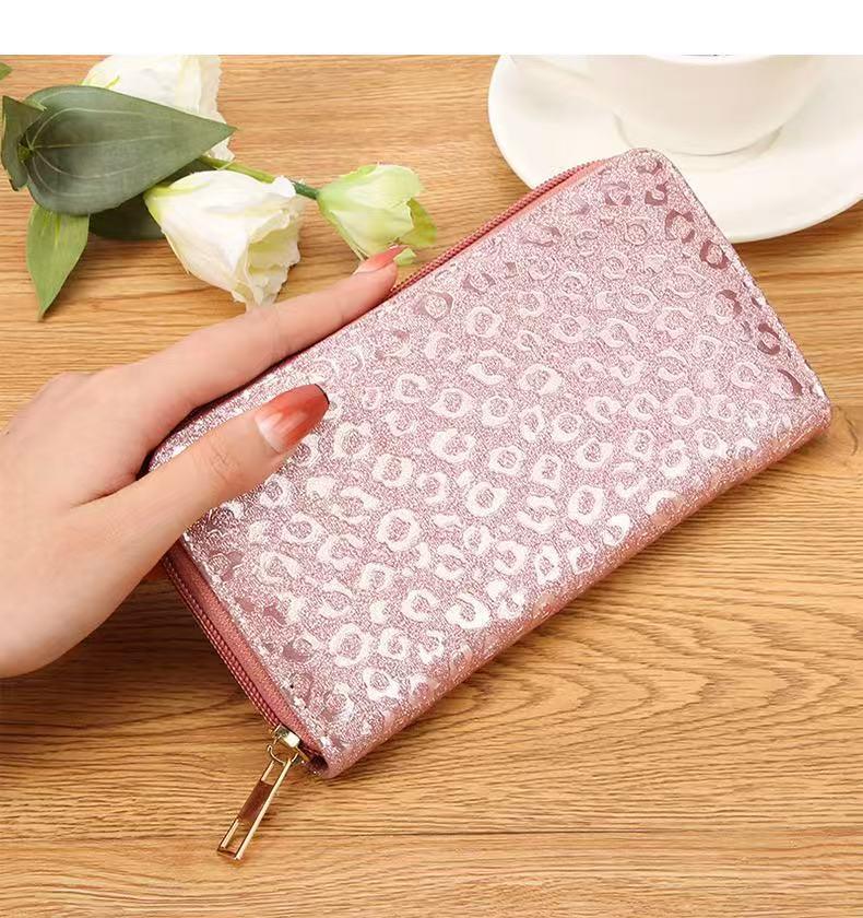 Laser Zipper Bag Grid Pattern Triangle Mermaid Shining Pink Large Wallet Women's Bag