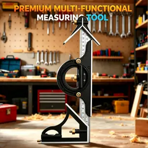 12" / 30cm Black Combination Square, Heavy Duty Stainless Steel Precision Right Angle Ruler, Measuring Layout Tool for Woodworking Carpentry Metalworking, Measuring Tools