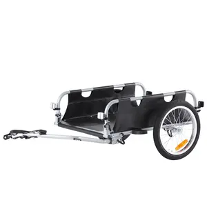 【DealsForYouDays】VEVOR Bike Cargo Trailer, 100 lbs Load Capacity, Heavy-Duty Bicycle Wagon Cart, Foldable Compact Storage Quick Release with Universal Hitch, 16" Wheels, Safe Reflectors, Fits 22"-28" Bike Wheels