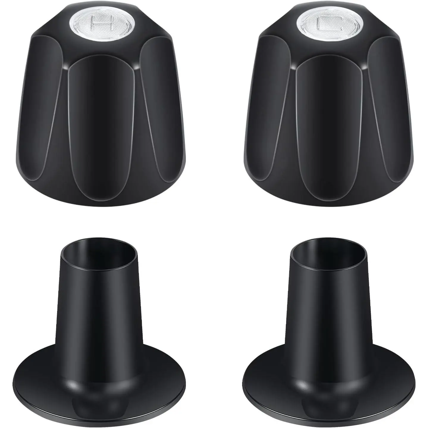 Metal Matte Black Shower Knob 2 Piece Replacement, Compatible with Price/Pfister Verve Tub Shower Handle, 2 Faucet Handle Trim Kit, for 12 Tooth 9.5mm Valve stem, Height 2.35 in Width 2.35 in
