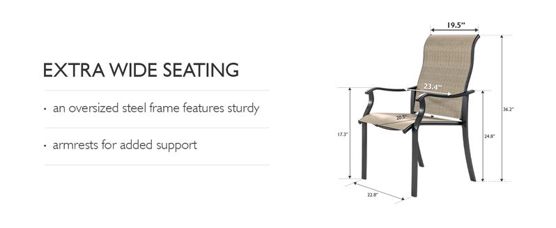 UDPATIO Patio Dining Chairs Set of 4 Outdoor Dining Chairs with High Back Patio Furniture Chairs with Armrest Metal Frame for Lawn Garden Backyard