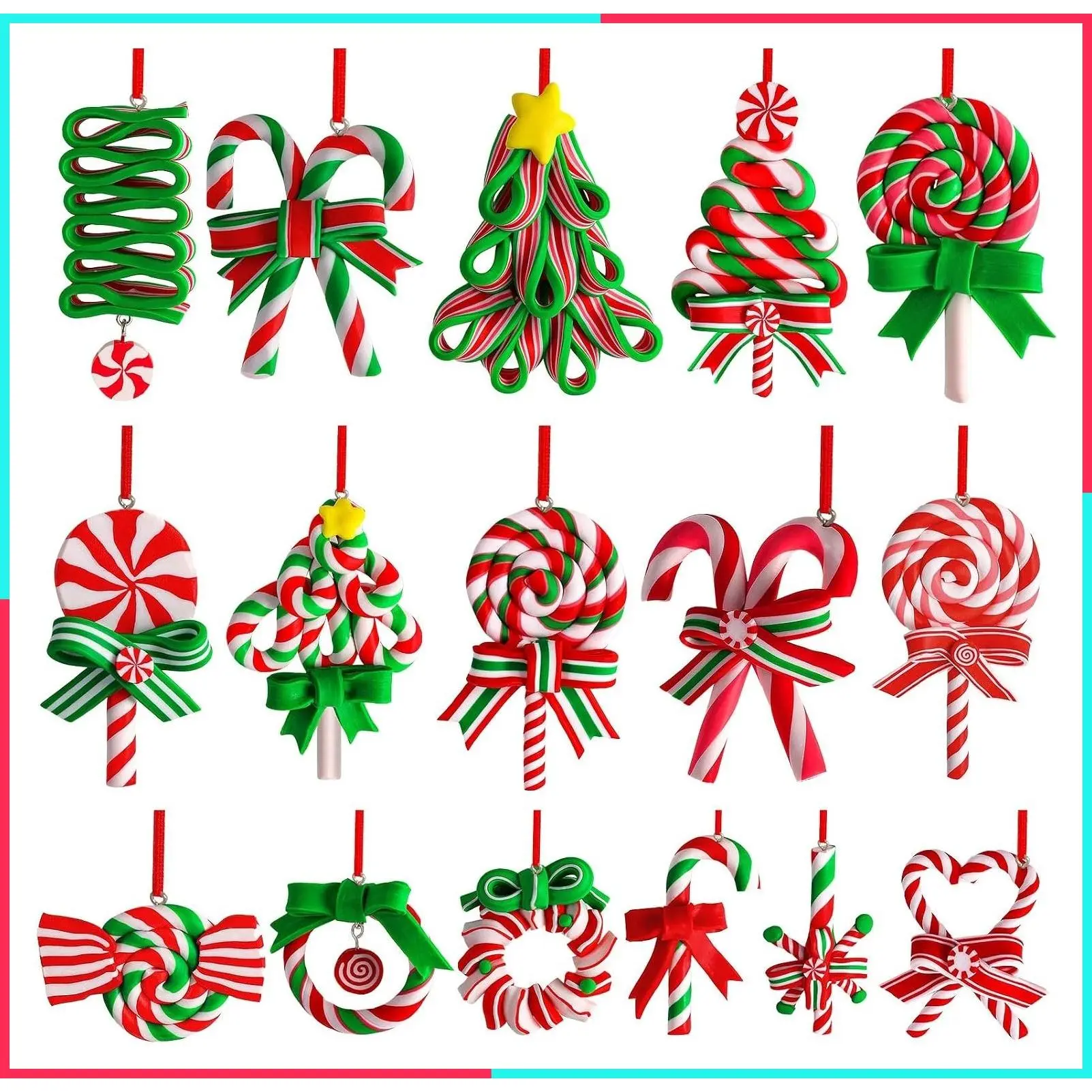 16 Pack Christmas Lollipop Ornaments, Candy Christmas Tree Decorations