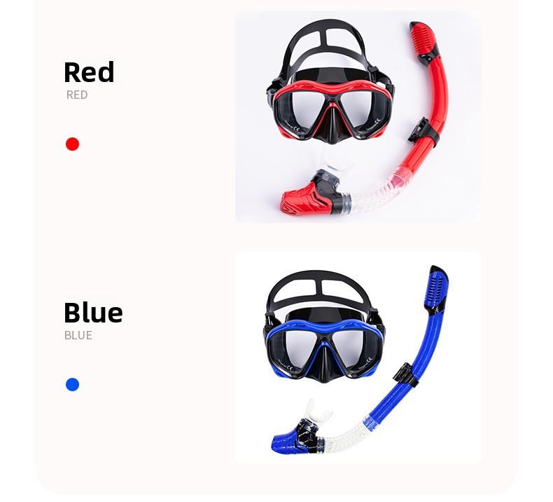 Snorkeling Equipment Diving Mask Snorkel Set Fully Dry Snorkel Tempered Glass Liquid Silicone Adult Suit White Black Red Tip