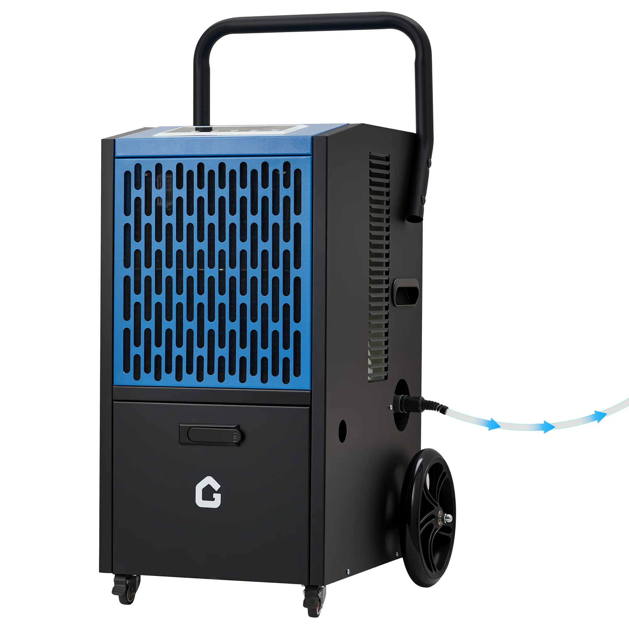 Powerful Dampness Removal Commercial Dehumidifier – 110V/60Hz/520W 105 Pint Capacity – Heavy Duty Industrial Design with Pump and Drain Hose, Auto Timer, 4 Wheels, Ideal for Basement, Warehouse