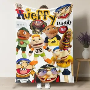 UVVUVV Jeffy Puppet Blanket, Soft Plush Fleece Throw with Iconic SML Characters Pattern, Cozy SuperMarioLogan Decor for Couch, Bed, Bedroom, Perfect Gift for Kids & SML Fans