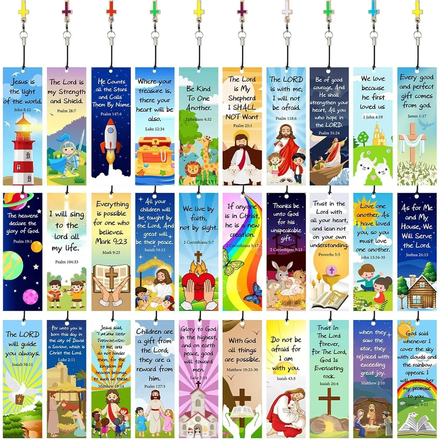 30 count Christian Bookmarks for   Verse Bookmarks with  Pendants Scripture Inspirational Quotes School Gifts Church Supplies for  Teens Adult Teachers