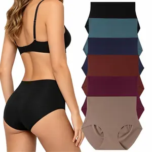 Women's High-Waist No-Show Seamless Body-Friendly Non-Itchy Briefs, Soft & Stretchy Minimalist Panties, Suitable for Plus Sizes (S-XXL), Body-Friendly Briefs