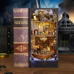 3D Puzzle Dollhouse Kit with LED Lights, DIY Miniature Wooden House Model for Teens and Adults, Creative Birthday Gift Idea Without Glue or Batteries