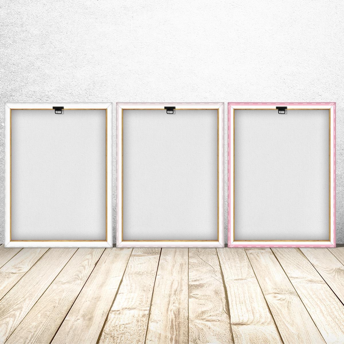 Wooden Framed Canvas Painting, 3 Counts/set Cute Bow Pattern Artistic Wall Art for Girl, Wall Decor for Home Living Room Bedroom Office
