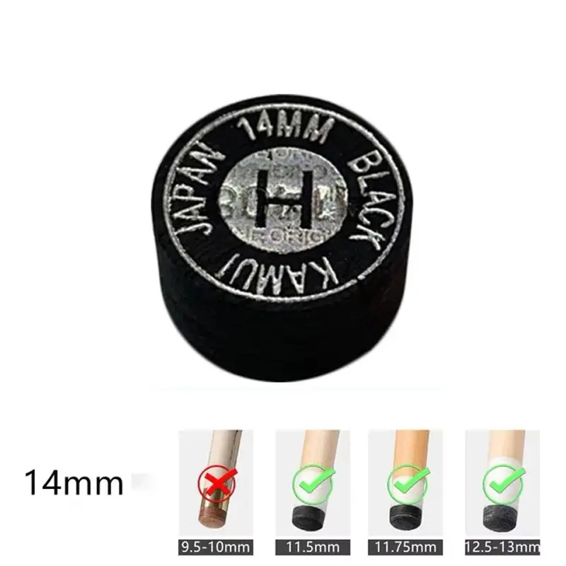 KAMUI Black Laminated Pool Billiard CUE TIP - 1 pc (Medium, 14 mm)