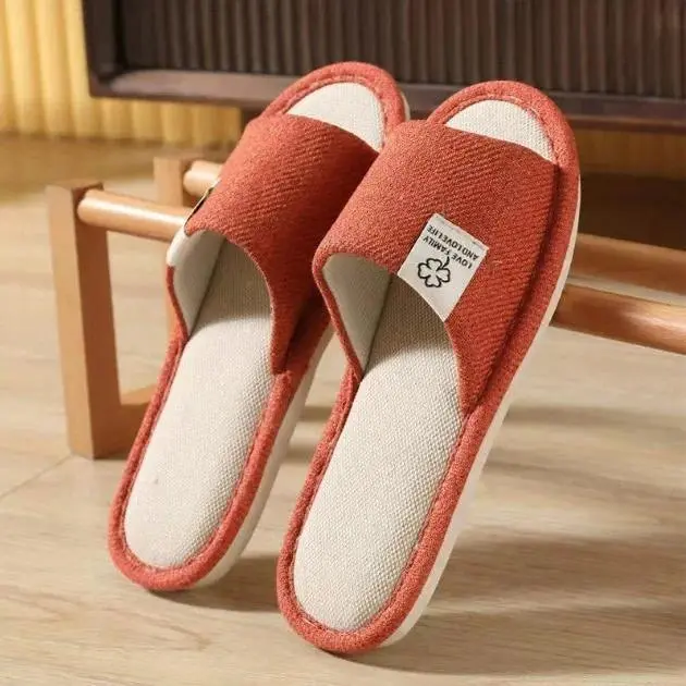 Spring Men's Home Linen Soft Bottom Slippers Comfortable Breathable Unisex Hospitality Slippers Non-slip Indoor Couple Slippers